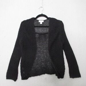 VTG Ann Taylor LOFT Cardigan Black‎ Alpaca Blend 90s Minimal Sheer Y2K Hong Kong